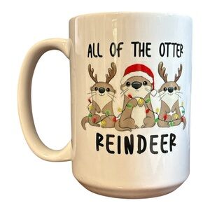 Hand Crafted Otter Reindeer Holiday Mug